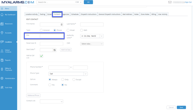 Change PIN Monitoring